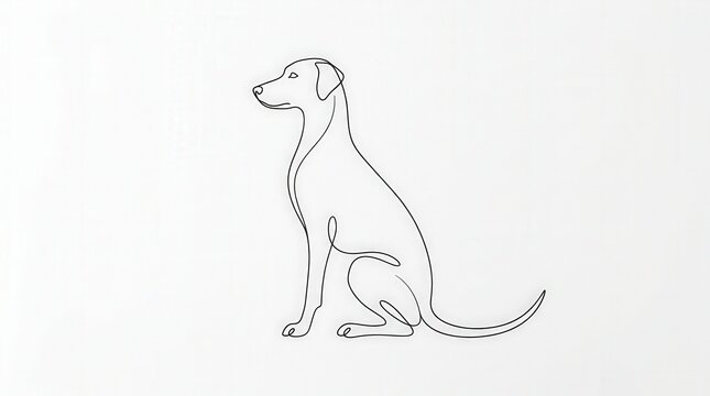 Minimalist Line Drawing Of A Sitting Dog Illustration For Pet And Animal Themes