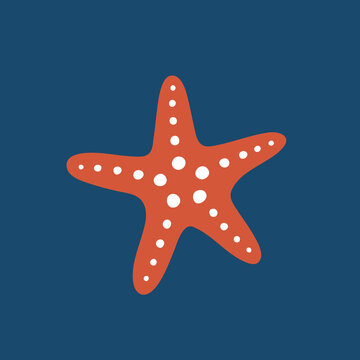 Marine Life Poster with Starfish Flat Design