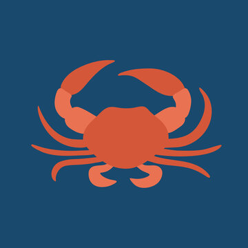 Marine Life Poster with Crab Flat Design