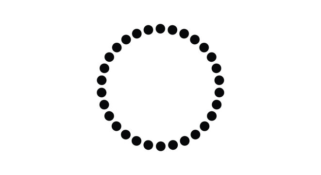 A circular arrangement of black dots on a white background creates a minimalist striking silhouette high quality professional