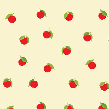Cute Apple Seamless Pattern for Kitchen Decor, Wrapping Paper and Farmhouse Textiles