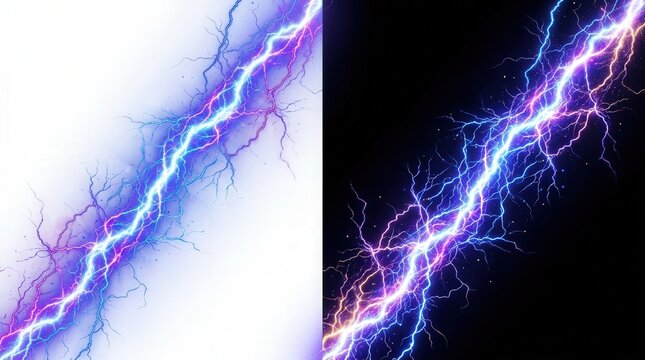 High-Voltage Lightning Bolt Photo in Dark Sky with Bright Electric Discharge