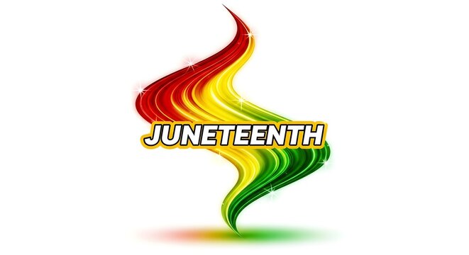 Juneteenth celebration logo with colorful swirl design