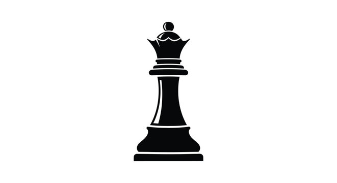 A striking black silhouette depicts a chess queen showcasing its regal form and detailed crown silhouette high quality