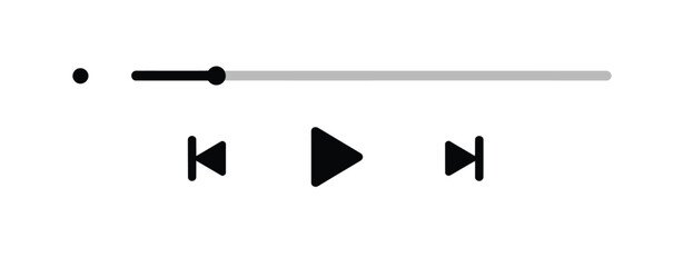 Music and video play bar icon, flat vector illustration of an audio player with time slider, pause, rewind, and fast forward buttons, isolated on white background for songs, podcasts, and media apps. © MSTRINA
