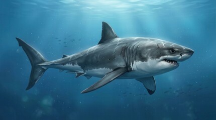 Fototapeta premium Realistic Shark Swimming Underwater in Ocean during Daylight