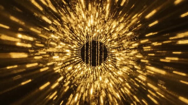 Abstract digital data flow golden binary code futuristic technology