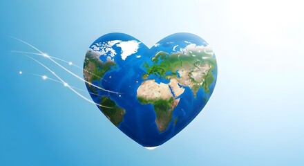 Naklejka premium Heart shaped earth with connections