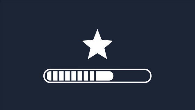 Loading progress bar with a solid white star icon above it is presented against a deep dark navy blue background for a clean UI design.