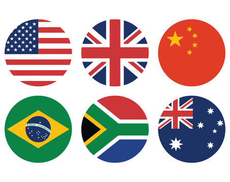 Flags of countries around world in circular icons