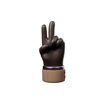 Handgeste 3D, PNG - Peace
