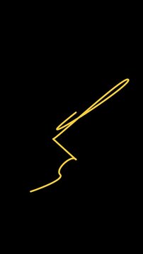 Glowing neon squiggle line on black background for abstract design and motion graphics