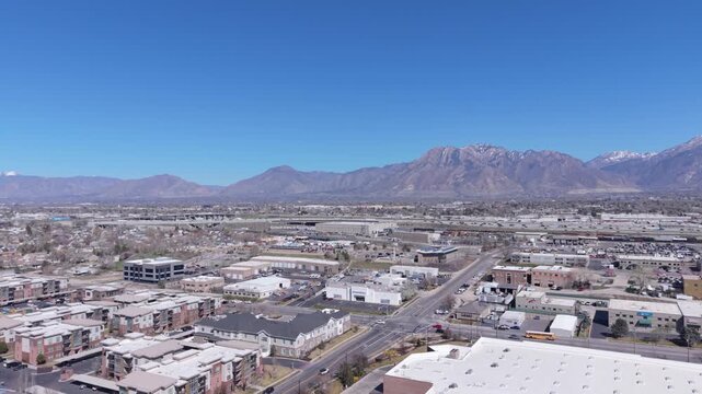Aerial view of a suburban neighborhood in Midvale, Utah.