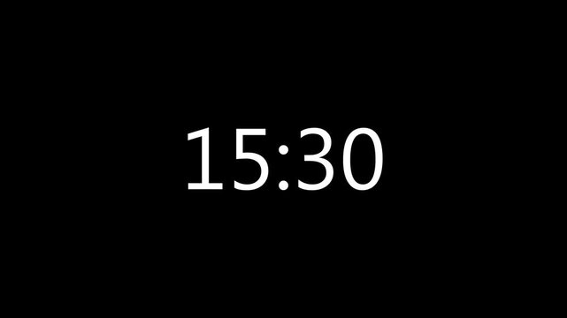 16 Minute Digital Countdown Timer with White Numbers on Black Background