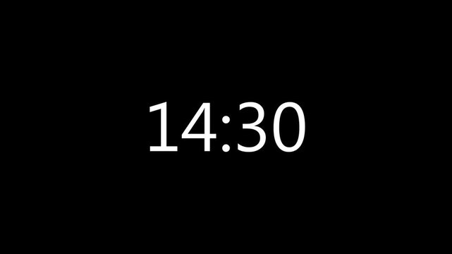 15 Minute Digital Countdown Timer with White Numbers on Black Background
