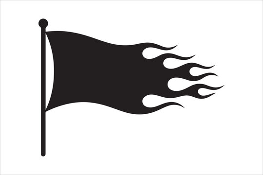 Burning flag silhouette flame banner symbol fire effect vector isolated illustration