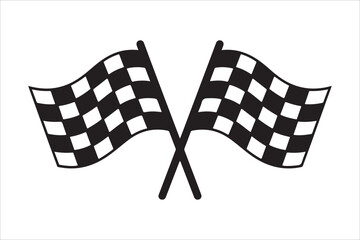 Obraz premium Racing finish line symbol, crossed checkered racing flags vector illustration, crossed checkered flag motorsport icon design