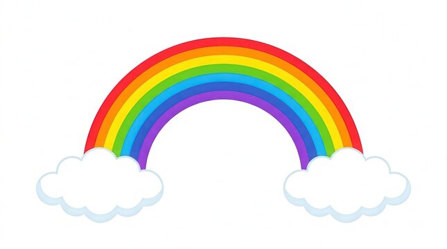 Colorful Rainbow Photo with Clouds in Bright Sky for Nature and Happiness Themes