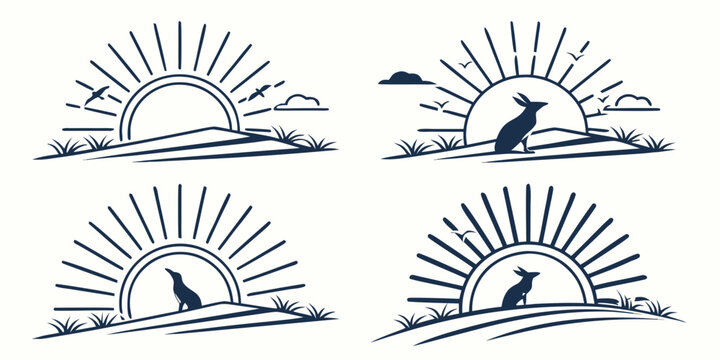 A collection of stylized plant leaves with pointed tips and rounded bases