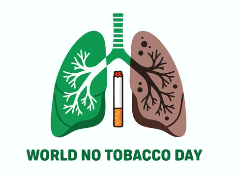 World No Tobacco Day Illustration: Comparison of Healthy and Smokers Lungs