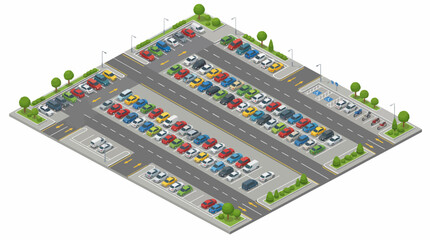 Obraz premium Cars in parking lot area.