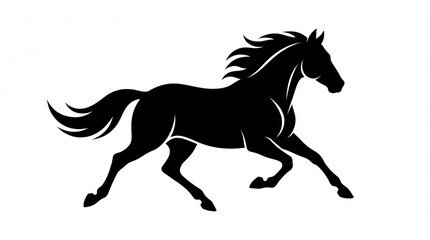Obraz premium Silhouette of a Running Horse in Motion for Wildlife or Equine Themes