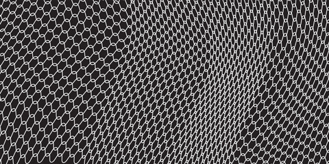 Fishing net seamless pattern. Soccer and football gates mesh. Fishnet texture. Basketball hoop and hockey net pattern. Sportswear texture. Chain link fence. Vector illustration on black background. © fais