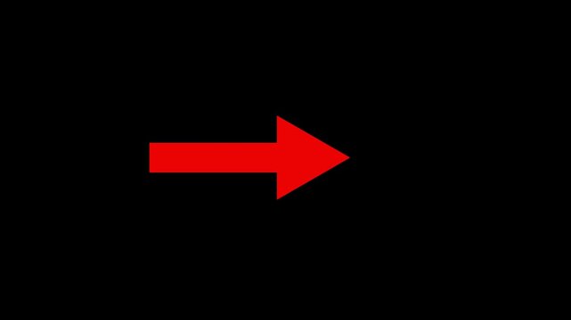 Vibrant red arrow symbol pointing right on a solid black background, perfect for navigation, directional signs, and conceptual business progress visuals.