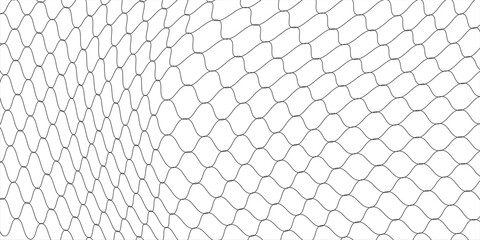 Curved fishing net or soccer ball. Wire or lace pattern. Black net texture isolated on a white background. Metal or fabric fence, fishing net, cage, or lattice structure. Vector illustration.eps 10 © fais