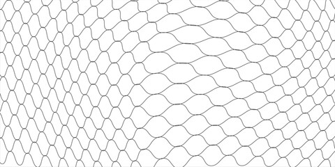 Curved fishing net or soccer ball. Wire or lace pattern. Black net texture isolated on a white background. Metal or fabric fence, fishing net, cage, or lattice structure. Vector illustration.eps 10 © fais