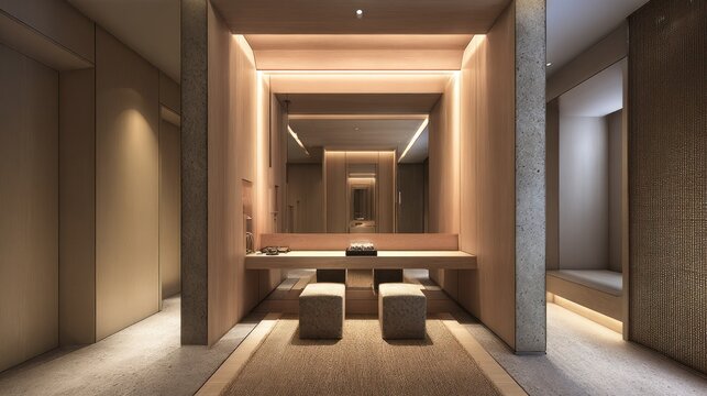 Modern interior design elegant room with mirror and vanity table