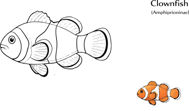 A clownfish is a small, colorful marine fish known for its bright orange body with white stripes and its symbiotic relationship with sea anemones.