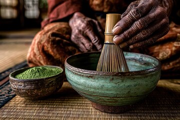 A serene depiction of a traditional Japanese matcha tea ceremony highlighting cultural heritage and mindfulness.