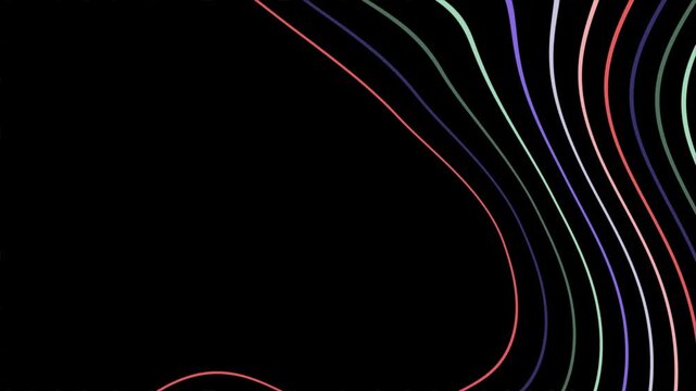 Abstract Wavy Lines Border on Black Background curves