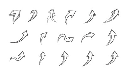 Fototapeta premium Collection of Hand Drawn Arrow with Sketchy Style handdrawn symbol direction movement