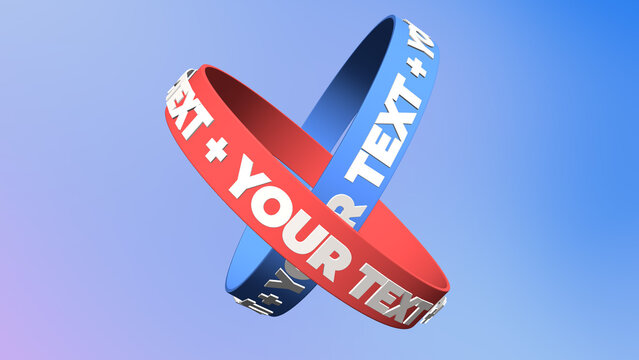 3D Rotating Text Loops Wide Title with Dual Wristbands and Gradient