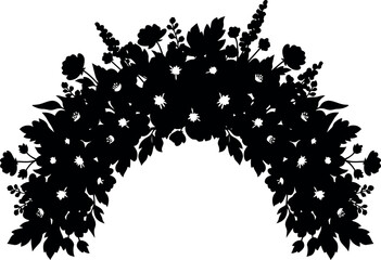 Elegant Black Floral Arch Silhouette for Wedding Invitations, Greeting Cards, and Decorative Design © Collect Silhouettes