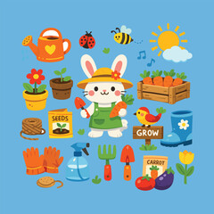 Fototapeta premium Funny cartoon animal set for kids illustration