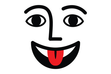 Fototapeta premium Title playful cartoon face with tongue out a whimsical illustration of joyful expression and simple design description a black and