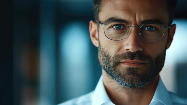 Male executive looking thoughtful in office environment.