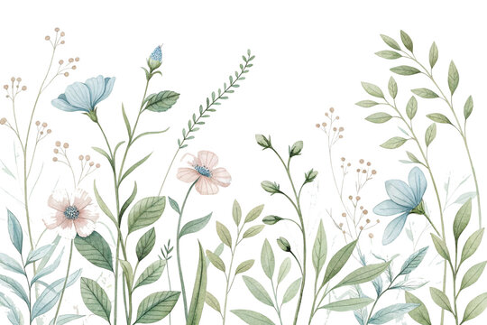 Minimalist Watercolor Botanical Floral Illustration png
