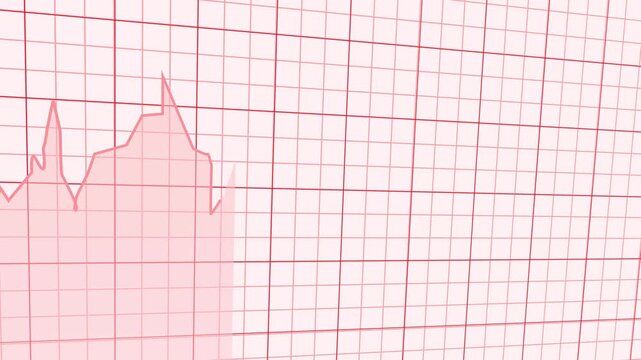 digital red line graph showing share price going down on white grid background; stock market crash and negative financial growth animation.