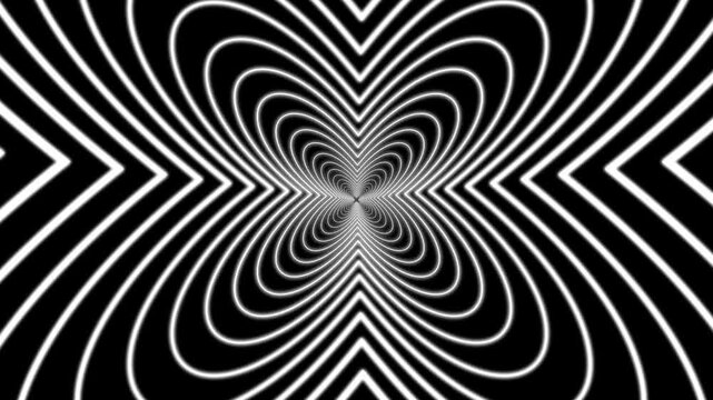 Abstract black white optical illusion tunnel lines geometric wave pattern hypnotic background design