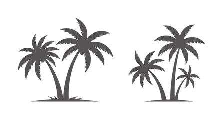 Two groups of dark grey palm trees silhouetted against a white © Md