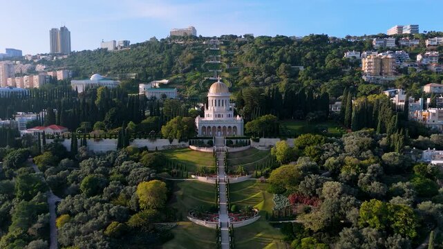 Bahai Hanging Gardens on Mount Carmel in Haifa Israel