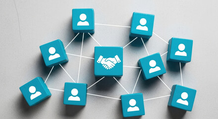 Naklejka premium Partnership Network Collaboration Teamwork Cooperation Business Connection Relationship Communication Community Structure Group Association Agreement Togetherness