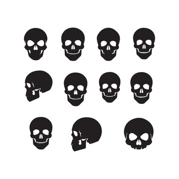 skull and crossbones set silhouette vector designe 