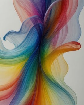 Rainbow Flowing Organic Ink Spread With Wispy Edges Minimal Backdrop