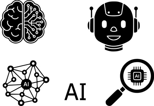 AI icons set multiple style collection. Editable stroke
vector silhouette illustration isolated on white background 