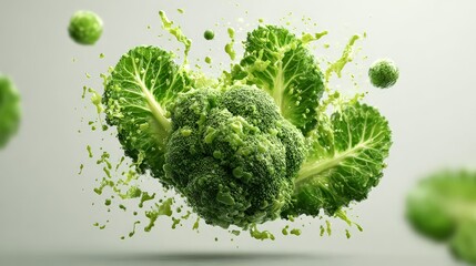 Fresh broccoli bursts with energy and color, perfect for healthy food concepts. natural biotech innovation, organic wellness, environmental health